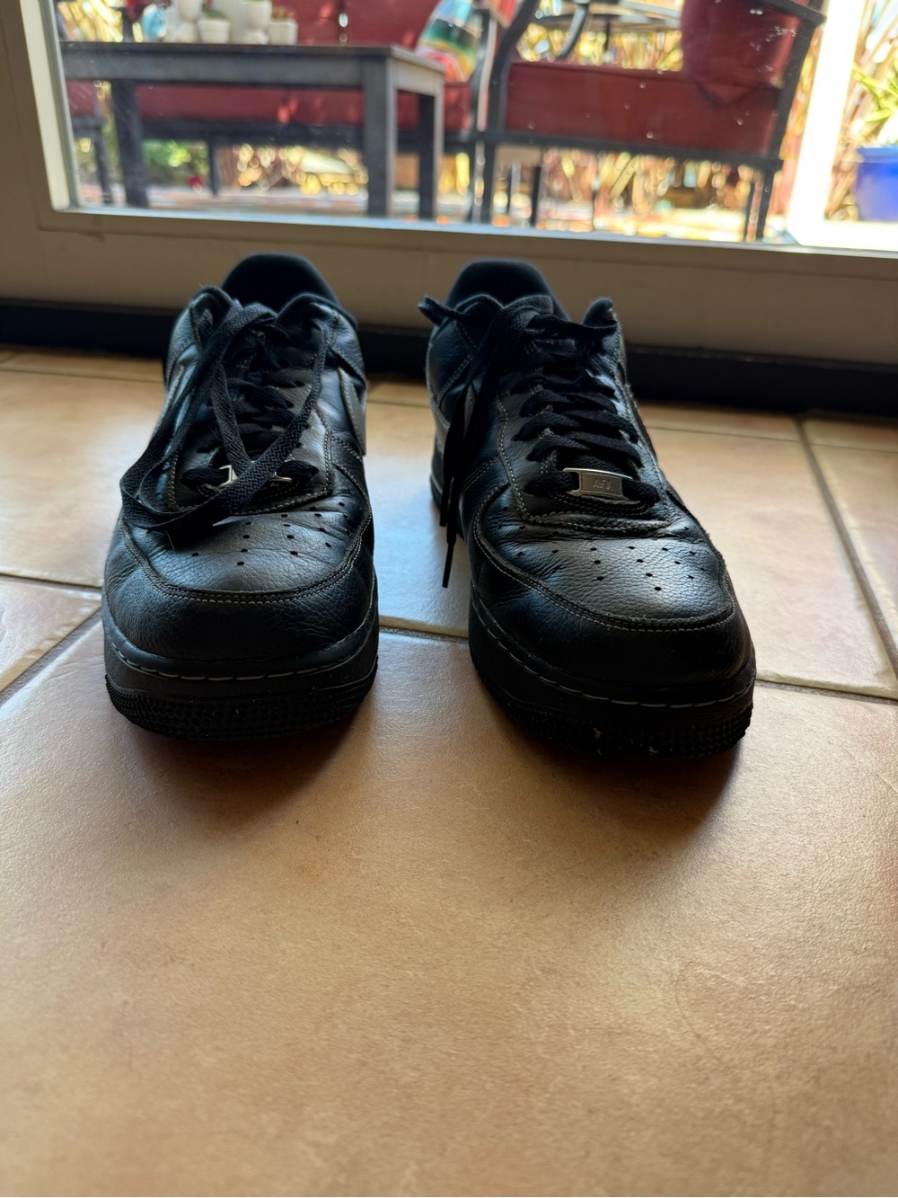 Nike Men's Air Force One Black Low-Top Leather Sneakers
